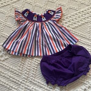 Smocked Flamingo Minnie Mouse Halloween smocked set 9m